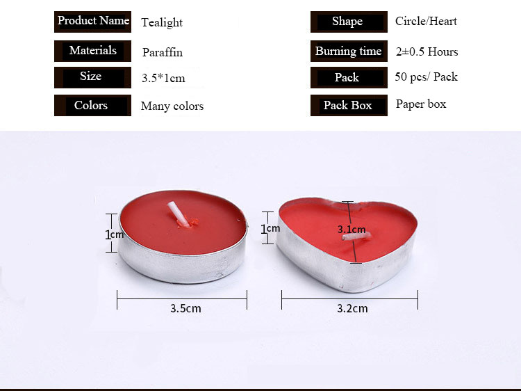 Aromatherapy Heart Shaped Smokeless Tealight Soy Wax Scented Candles 50 Pcs 2