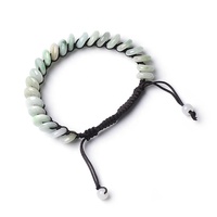 Clibeads pulseira de rosquinha jade natural, 8 -10mm, ajustável, feita à mão, bracelete de miçangas