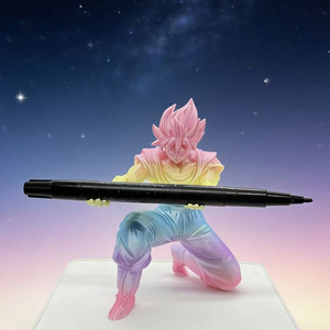 Porte-stylo Super Saiyan imprimé en 3D rouge vif, 9 cm de haut, ornement décoratif de bureau - Product Image 5