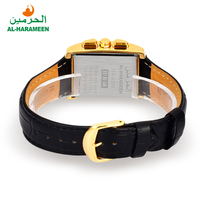 Jam Tangan Digital Islami Pria dengan Tali Kulit Stainless Steel