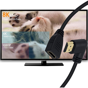 Câble HDMI mâle-femelle à extension de 90 degrés, gaine en PVC, blindage tressé, prend en charge la <span class=keywords><strong>4K</strong></span> pour moniteur d'ordinateur, <span class=keywords><strong>lecteur</strong></span> <span class=keywords><strong>DVD</strong></span> - Product Image 4