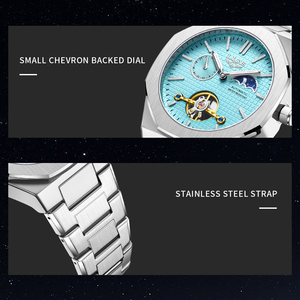 LIGE LG6823 Tourbillon meccanico automatico blu scavato Casual <span class=keywords><strong>orologio</strong></span> da polso in acciaio inox fase lunare <span class=keywords><strong>orologio</strong></span> da uomo - Product Image 4