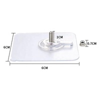 Vente en gros crochet auto-adhésif réutilisable sans clou crochet en plastique transparent magique fort avec écrous