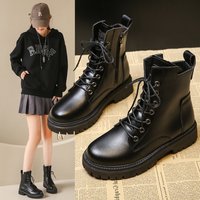 Bottines à lacets pour femmes, plateforme haute et épaisse, dessus en PU, antidérapantes, respirantes, légères, chaussures décontractées tendance