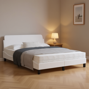 Cadre de lit en bois blanc, design minimaliste, taille Queen, meubles de chambre à coucher - Product Image 2