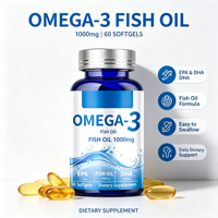 Capsules de gelée molle d'huile de poisson pour adultes, marque privée, suppléments d'Oméga-3 EPA et DHA pour une meilleure densité osseuse, 60 gélules par flacon