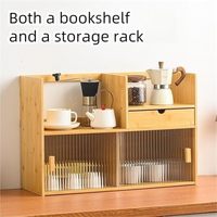 Soporte de oficina de bambú y gabinete de almacenamiento de archivos Estantería pequeña Almacenamiento Organizador de escritorio Compartimentos Archivo de almacenamiento Muebles para el hogar