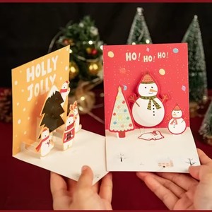 1pcs 3D Pop up Christmas Greeting Cards with Envelope Friend Family Blessing Postcard Birthday New Year Christmas Decoration - Product Image 3