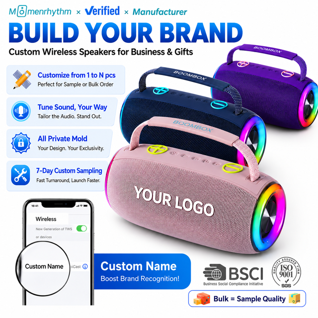 Wireless Portable Branding Speakers for Business Gift Outdoor Waterproof Premium Sound With Handle MP3 FM Boombox
