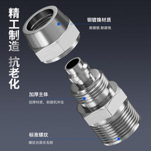 Raccord rapide pneumatique en cuivre nickelé 6-1/8-2/10-3/12-4 points 16 mm Connecteur de tuyau d'air droit avec écrou de blocage - Product Image 3