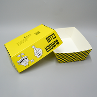Boîte à frites en papier kraft écologique de qualité alimentaire personnalisée avec laminage mat et gaufrage pour la restauration rapide