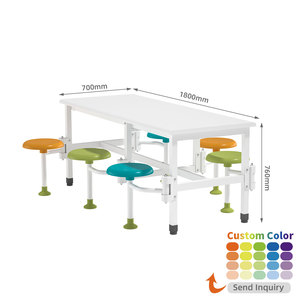 6 chỗ ngồi Dày Kim loại bàn ăn và ghế đặt cho trường học quán cà phê đồ nội thất cho sinh viên - Product Image 3