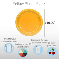 Assiettes en plastique PS jaunes brillantes de qualité supérieure pour desserts, apéritifs et salades