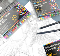 12/24/36/48 pièces ensemble de stylos de couleur Fine Liner 0.4mm pour calligraphie Graffiti Art marqueur crayon dessin