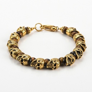 Pulsera de Calavera con Cuentas de Acero Inoxidable, Diseño Nuevo 2024, Venta al Por Mayor, Personalizable - Product Image 3