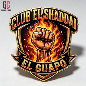 Broche en métal émaillé personnalisée d'usine (12 ans d'expérience) CLUB EL SHADDAI EL <span class=keywords><strong>GUAPO</strong></span>, motif Flamme, Poing, Bouclier, pour le Club Pathfinder - Product Image 2