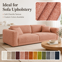Tissu d'ameublement de canapé en polyester multicolore 400GSM, tissu de canapé en chenille tissé lourd, vente en gros