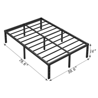 Cadre de lit en métal moderne pour lit king/queen size, assemblage facile, lattes en métal et en bois, cadre de lit queen size