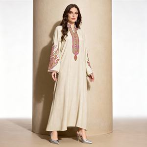 Robe Abaya Longue Maxi Élégante et Modeste de Luxe en Polyester Brodé Personnalisée pour Femmes Musulmanes Tenue de Soirée - Product Image 2