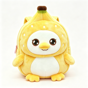 Custom Cute Banana Penguin,Yellow Banana Penguin Plush <b>Backpack</b> for Toddlers,Soft Fluffy Fruit Penguin Plush School Bag - Product Image 2