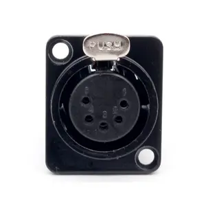 Neutrik NC5FD-L-BAG-1 XLR印刷电路板黑色防水面板安装母5针连接器