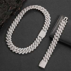 Collier chaîne cubaine épaisse Hip Hop pour hommes, 20 mm, avec fermoir à bascule et trois zircons, vente en gros - Product Image 4