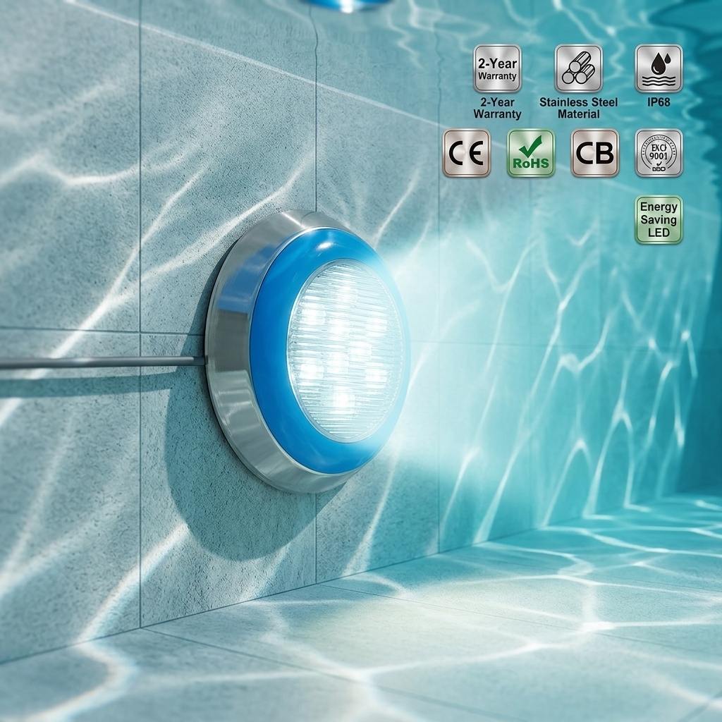 Wall-Mounted IP68 6W/9W/18W Warm White Stainless Steel Dimmable RF Remote AC/DC 12/24V Underwater Swimming Pool Light