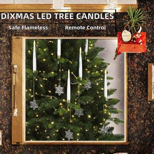<b>LED</b> Flameless <b>Candles</b> Battery Operated <b>Remote</b> <b>Control</b> Realistic Flickering Snowflake Pendants for Christmas Home Birthday Party - Product Image 2