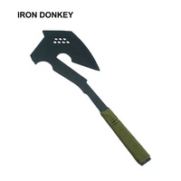 IRONDONKEY Hache tactique multifonctionnelle de plein air en gros, hache de camping d'aventure en forêt à 7 trous, outils