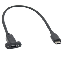 Câble de montage sur panneau USB 3.1 Type-C mâle à femelle avec rallonge à vis Câble de chargement de données isolé PVC/Nylon/PTFE