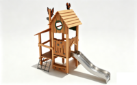 Toboggan en bois durable pour jeux extérieurs, toboggan en bois anti-corrosion pour terrains de jeux publics