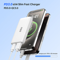 Chargeur mural rapide GaN 65W pour téléphone portable Tommox, prise EU pliable, type USB C, chargeur rapide pour Macbook, iPad, Apple, iPhone