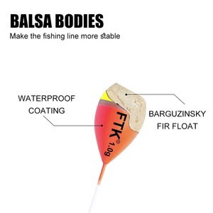 Ensemble de flotteurs de pêche <span class=keywords><strong>FTK</strong></span> 5 pièces en bois 2g 3g 4g 5g pour la pêche à la carpe, accessoires de pêche - Product Image 4