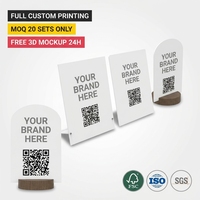 Support personnalisé en acrylique avec code QR et base en bois pour réseaux sociaux (Instagram, Google Review) – Idéal pour restaurants, affichage de menu NFC et paiement