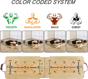 Kit de planche à pompes en <span class=keywords><strong>bois</strong></span> massif avec barre de Pilates, ensembles de bandes de résistance et poignées, supports à pompes pliables multifonctions - Product Image 3