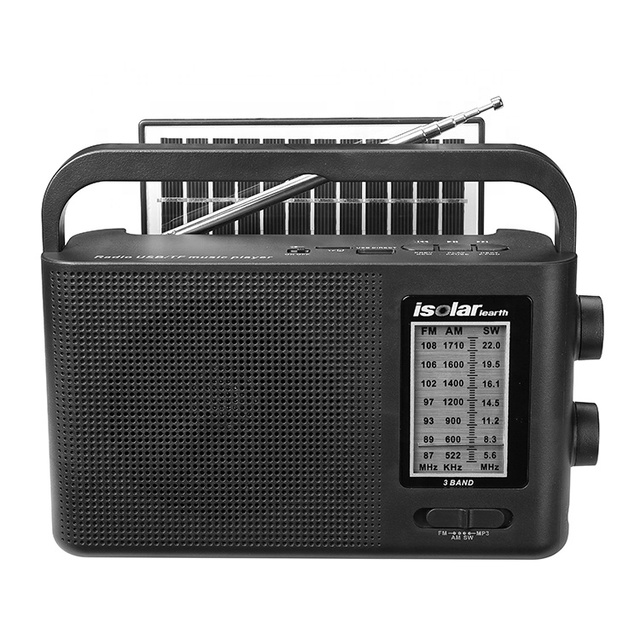 LED Light USB TF TWS BT Music Player Speaker FM AM SW 3 Band Radio with Solar Panel
