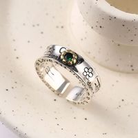 Silber Vintage Schmuck Accessoires Zirkon Offene Gravur Blumenringe für Damen Herren Retro Party Geschenke