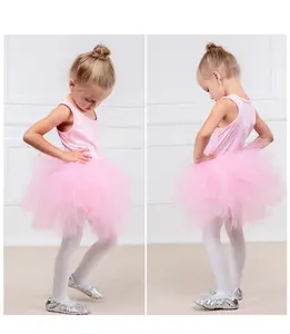 Vestido de balé infantil para festa de ano novo, rosa, amarelo, formal, flor, sem mangas, com estilingue personalizado, blusa, saia de dança, para meninas e crianças