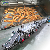 Machine de friture électrique industrielle continue Shepody SUS304 100-1000kg/h pour la ligne de traitement des produits de la mer (butterfly, crevettes, bâtonnets de poisson)