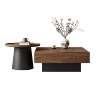 Table basse en bois au design rétro moderne avec rangement simple, style mi-ancien durable, petite table centrale haut de gamme créative