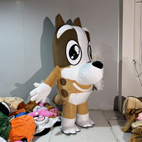 Costume de mascotte gonflable en peluche de chien de dessin animé, tenue de personnage chiot marron et blanc, pour défilé, carnaval, spectacle événementiel