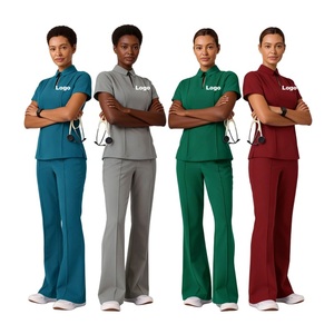 Uniformes de Trabajo con Cuello <span class=keywords><strong>Polo</strong></span> de Color Puro Hechos a Medida, Absorbentes de Sudor y Antibacterianos, Mangas Cortas, Trajes Médicos Tejidos para Lavado a Mano - Product Image 1