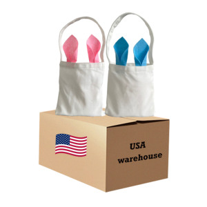 Bolsas de Mano Personalizadas con Orejas de Conejo para Sublimación, Reutilizables, 100% Poliéster Grueso, Cesta para Huevos y Dulces de Pascua para Niños - Product Image 1