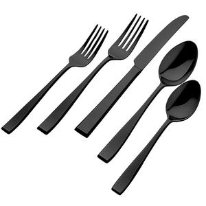 Nouveau Style 4 pièces brossé fourchette et cuillère mariage noir argenterie ensemble moderne couverts argent vaisselle pour la maison - Product Image 1