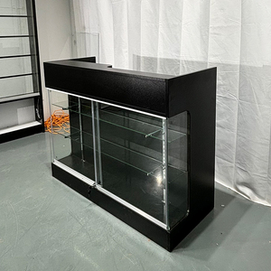 Nhà máy trực tiếp cửa hàng 6 chân bằng gỗ gờ đầu tiền mặt đăng ký truy cập với kính hiển thị trường hợp phía trước - Product Image 3