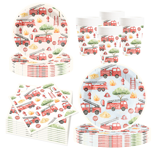 DAMAI Customized <b>Fire</b> Fighting Truck Theme Party Tableware Set Birthday Party Supplies for Kids Birthday Disposable Plates Cups - Product Image 5