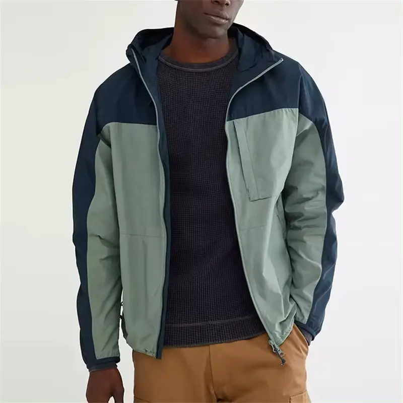 Giacca a vento con cappuccio impermeabile personalizzata OEM giacca a vento Casual abbigliamento maschile giacca a vento da uomo autunno