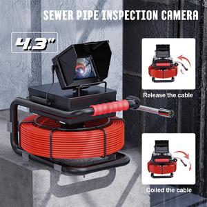 Caméra d'inspection de tuyau IP68 Endoscope industriel de <span class=keywords><strong>canalisation</strong></span> d'égout de vidange avec moniteur 4.3 et câble en fibre de verre de <span class=keywords><strong>20m</strong></span> - Product Image 6