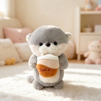 Peluche personnalisée OEM gris-brun douce et moelleuse en forme de loutre avec accessoires, cadeau pour enfants, amoureux de l'océan, anniversaire