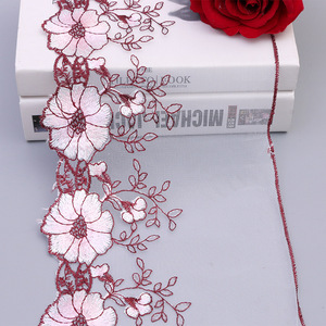 Tela de malla floral de 18 cm <span class=keywords><strong>con</strong></span> encaje bordado para cortinas, cojines de sofá, faldas de <span class=keywords><strong>muñecas</strong></span> y ribetes de ropa - Product Image 3